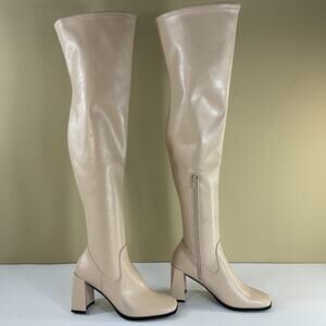 NEW Open Edit Women’s Briar Over the Knee Boots Beige Size 6M
